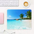 Auhoahsil Square Beach Style Mouse Pad, Anti-Slip Rubber, Stitched Edges, Cute Coconut Trees Design