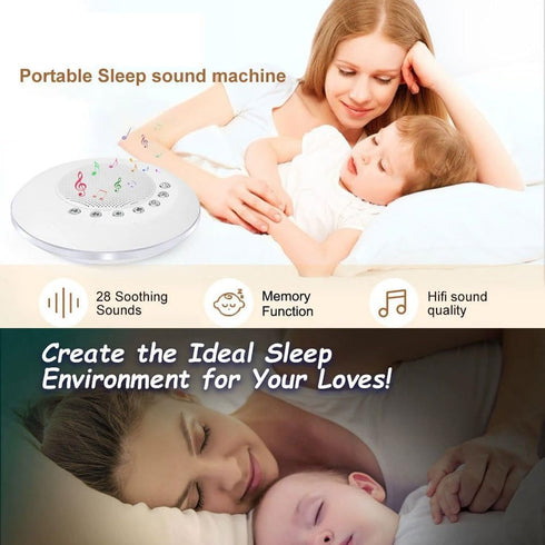MEGHALI 28 1200mAh Portable Sleep Aid Night Light Sound Machine USB Rechargeable White Baby Sleep Soother with Sounds