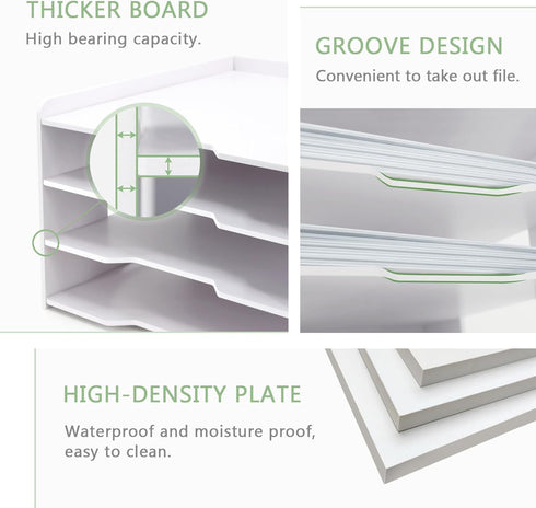 SONGWAY Scrapbook Paper Organizer, 12x12-4 Tier File Organizer for Desk, Stackable Paper Trays for Home Office