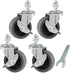 Caster Wheels Set of 4, 3" Locking Swivel Stem Casters with Brake, Rubber Casters with 360 Degree No Noise