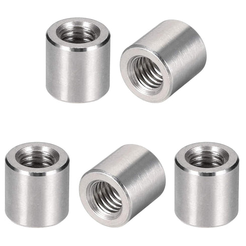 MroMax 5Pcs M6 Round Connector Nuts - 304 Stainless Steel Rod Coupling Nuts for Camera Pan, Lamp Bracket