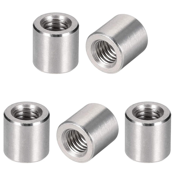 MroMax 5Pcs M6 Round Connector Nuts - 304 Stainless Steel Rod Coupling Nuts for Camera Pan, Lamp Bracket