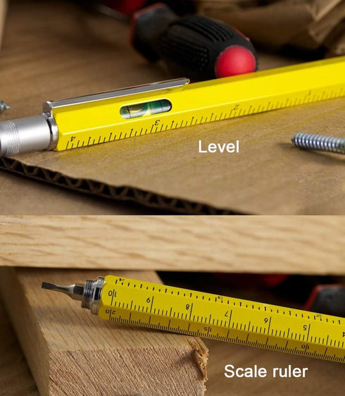Stylus Pen, 7-in-1 Multi-Tool Pen - Touchscreen Stylus, Ballpoint Pen, Ruler, Level, Phone Holder, 2 Pack