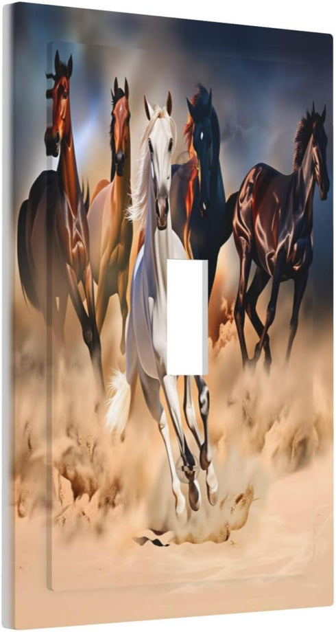 HTSAHKV 3 5 Inch Horse Running Wall Plate Light Switch Cover Single Gang Outlet Faceplate Print Plate Cover X
