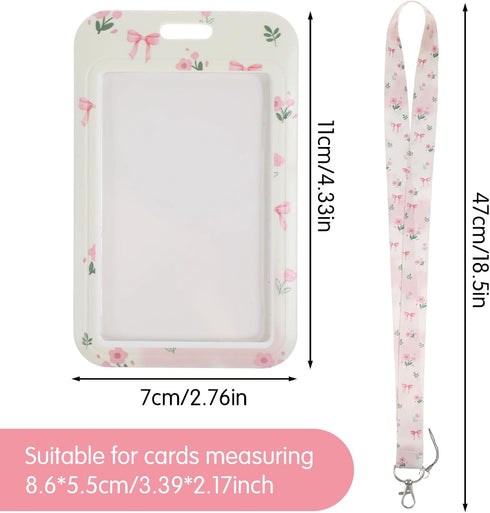 Mabor Cute Bowknot ID Badge Lanyard for Women Nurses - Stylish Card Holder with Detachable Keychain for Work, School