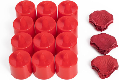 LANKER 12 Pack Red Flameless LED Tea Lights Candles, Battery Operated Electronic Fake Candles