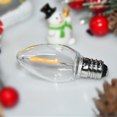 25 Pack LED C7 Light Bulbs - Clear Glass LED E12 LED Night Light Bulbs, 0.6W Equivalent to 7W, for Candles Chandeliers Replacement Bulbs & Christmas Tree Light Bulbs, E12 Base, Warm White by SOTOPOO