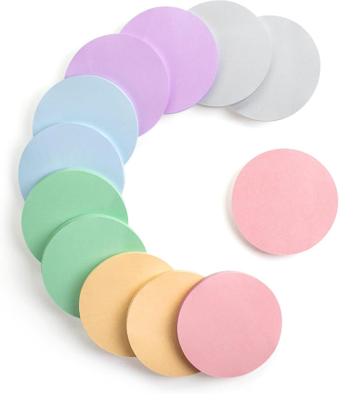 Mr. Pen- Round Sticky Notes, 12 Pads, 720 Sheets, Pastel Color, 2.8" x 2.8"