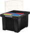 Storex Plastic File Tote Storage Box, Black/Silver, Letter/Legal Size, Snap-On Lid