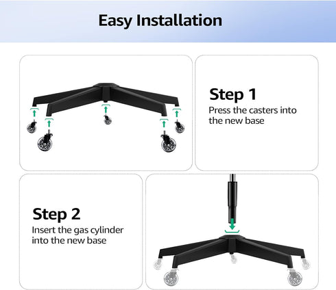 MASTERY MART 28" Heavy Duty Office Chair Base Replacement Parts, 2500 Lbs, Reinforced Metal Leg