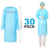 TrelaCo 30 Pack Disposable Isolation Gowns with Thumb Loops, X Large 46 Inch Waterproof CPE Gowns for Unisex Adults