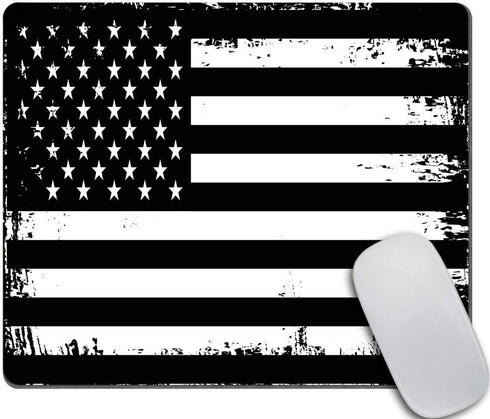 Grunge American Flag USA Flag - Black and White Mouse Pad, Non-Slip Rubber Gaming Mouse Pad for Computers Laptop