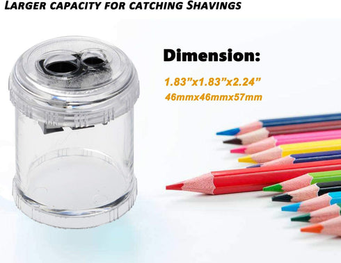 Manual Double Holes Pencil Sharpener, Metal Sharp Blade for Regular and Colored Pencils