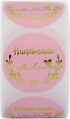 Yoption 1.5 Inch Round Handmade with Love Stickers - Pink for Packaging, 500 Labels per Roll