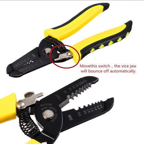 7-inch Wire Stripper/Wire Crimping Tool, 10-22 AWG, Wire Cutter, Crimper, Cable Stripper, Multi-Function Hand Tool