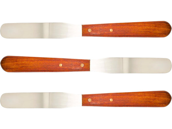 Dental Lab 8" Straight Spatula Set of 3, Plaster Alginate Mixing Stainless Steel with Wooden Handle