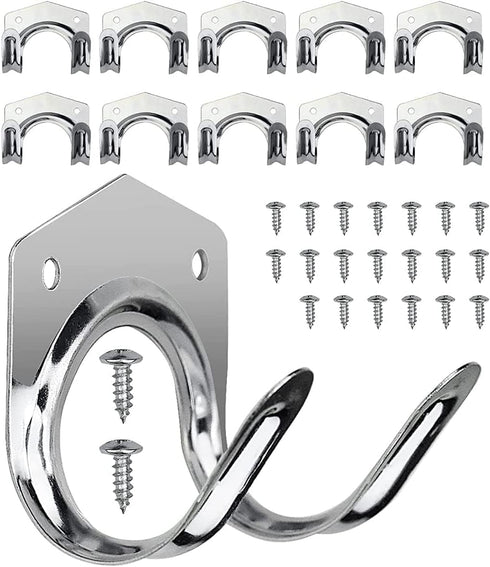 Storage Hanger Hooks, Double Tool Storage Hook 10Pcs Wall Mounted Hanger Hooks with 20Pcs Screws for Garage Shed