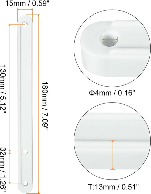 1Set 180mm uxcell Drawer Slides, - Plastic Drawer Rails with Screw, Side Mounted Grooved Guide Rail for Cabinet Drawer