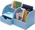 UnionBasic Desk Organizer, Blue Multifunctional Leather Desktop Pen Holder for Business Card, Pen & Mobile Phone