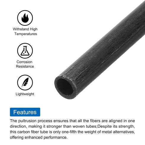 uxcell 8Pcs Carbon Fiber Tube 3 x 4 x 200mm Pultruded Tubing for RC Airplane Quadcopter Arm