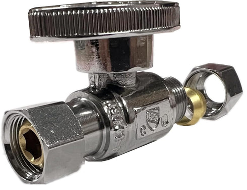 (2Pc) EZ-Fluid Plumbing Straight Angle Stop Valve, 3/8-Inch O.D Female Compression x 3/8-Inch O.D Male Comp.
