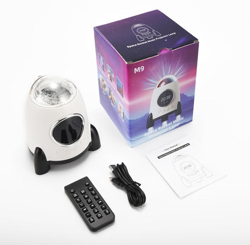 Star Projector With Alarm Clock, Rocket Galaxy for Bedroom, Bluetooth Speaker and White Noise Aurora