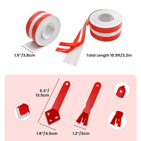 SNAILGARDEN 2 Rolls Bath Sealant Strip, Waterproof Acrylic Adhesive Caulk Strip with 2Pcs Caulking Tools for Bathroom,