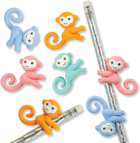 Raymond Geddes Monkey Pencil Top Erasers, Pack of 24