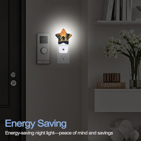 Light,Sunset Gift,0.5W Big Foot Forest Night Landscape Plug-in Star Night Lights with Dusk-to-Dawn Sensor