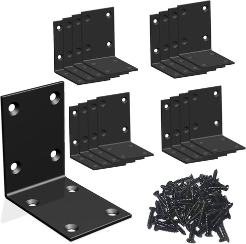 Aufuga Black Stainless Steel Shelf Bracket,Joint Right Angle Bracket,L Shape Heavy Duty Metal