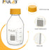 ULAB Round Media Storage Bottle, 500ml (16.9oz) 3.3 Borosilicate Glass with GL45 Screw Cap, Pack of 4
