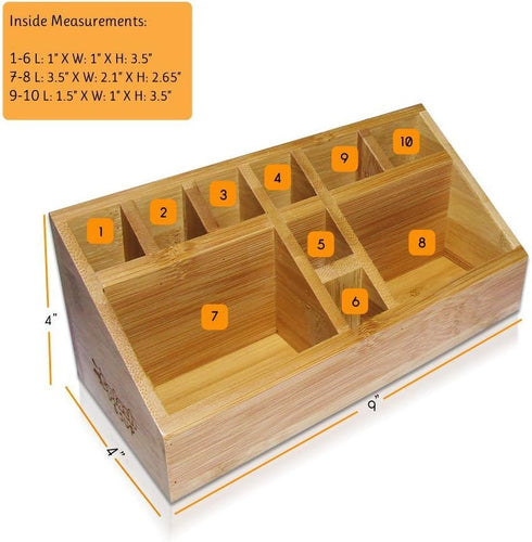 Small Multifunctional Bamboo Organizer | Desk Caddy | School Art Supply Holder | Kitchen Bathroom Storage