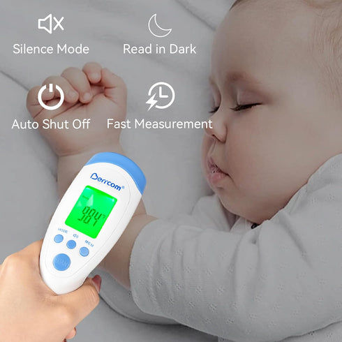 Berrcom Non-Contact Infrared Forehead Thermometer for Adults and Kids, 3-in-1 Digital Fever Thermometers with LCD