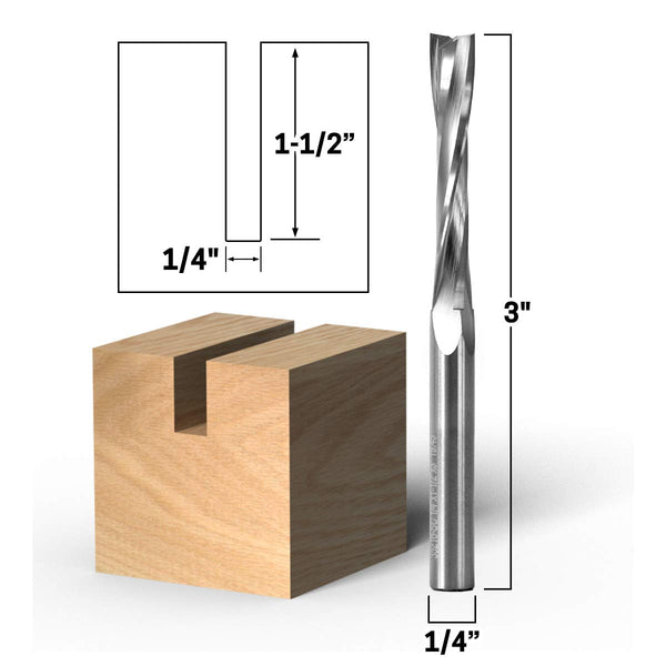YONICO Upcut Router Bits, Spiral 2 Flute Solid Carbide CNC End Mill, 1/4-Inch