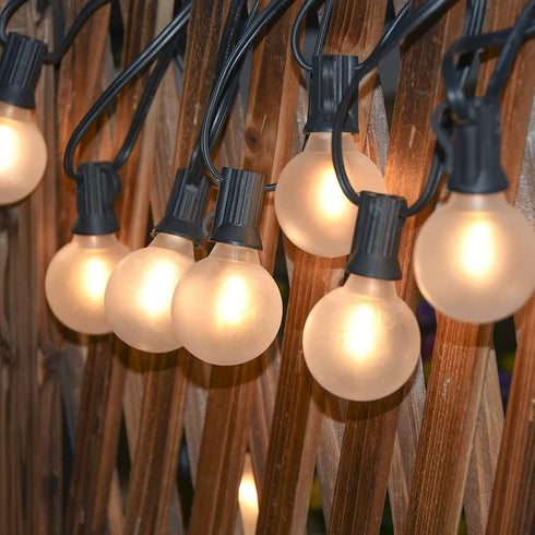 25Ft G40 27 Bulbs, LED Outdoor String Lights Frosted White Globe Patio Lights Waterproof with Shatterproof LED Hanging