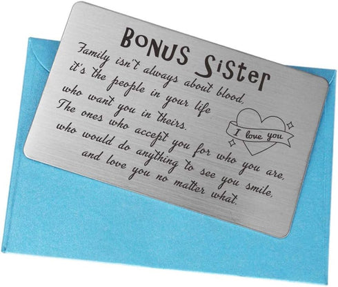Step Brothers Wallet Card from Sister - Family isn't Always About Blood, Bonus Brother Stepbrother Cards for Christmas