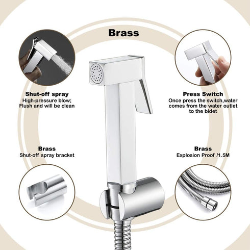 GLYYR Set Bidet Sprayer with Single Cold Water Portable Cloth Diaper Washer Shower Sprayer Wall Mounted Bathroom Shower
