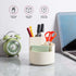Desk Pencil Pen Holder, 3 Slots 360-Degree Spinning Pencil Pen Desk Organizers, Desktop Storage Pen Organizers Stationery Supplies, Cute Pencil Cup Pot for Office, Art Supply - White by EDENMS