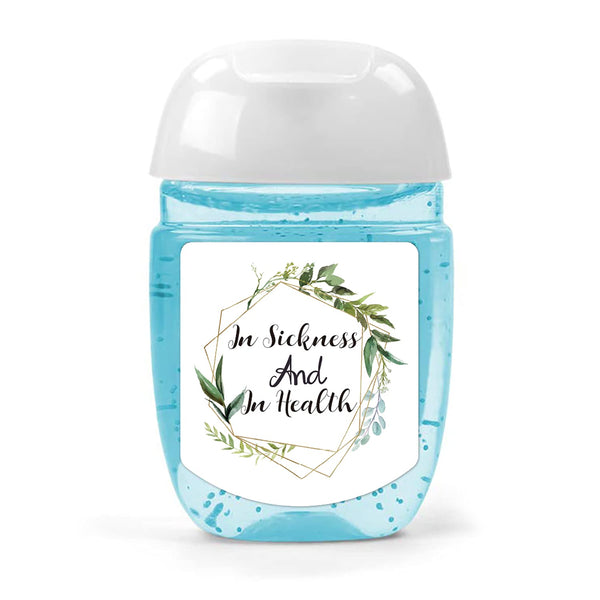 EKSPLODI Wedding Favor Labels, In Sickness and In Health Mini Hand Sanitizer Labels,