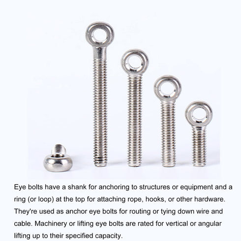 MroMax 5Pcs Swing Lifting Bolt M6 x 40mm, 304 Stainless Steel Eye Bolt for Home Renovation, Silver