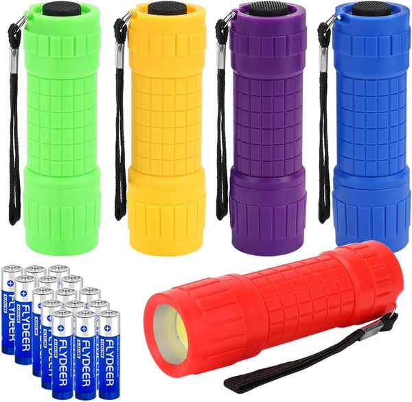 KunHe 5 Pack Plastic Small Mini LED Flashlight COB Flashlights for Kids