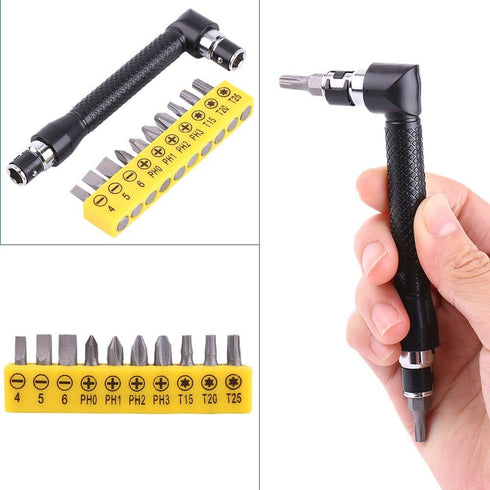1/4 Inch L-Shape Wrenches, Double Head 90 Degree Hex Socket with Flat Torx Screwdriver Bits Kit