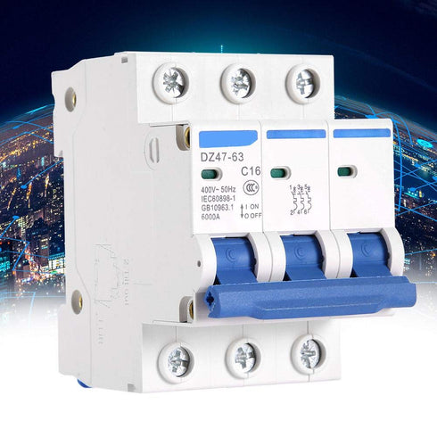 YWBL-WH 3 Pole Miniature Circuit Breaker, DZ47-63 AC 400V, 6/10/16/20A (16A)