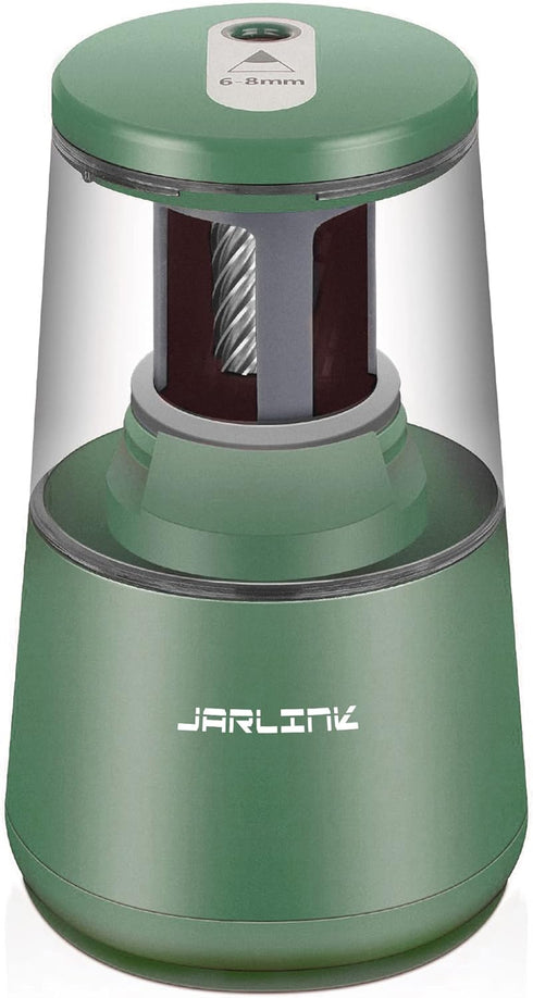JARLINK Electric Pencil Sharpener, Heavy-Duty Helical Blade for Fast Sharpening, USB/Battery Operated, Green