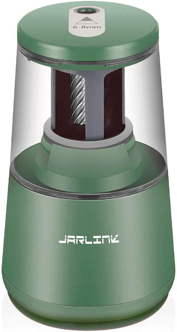 JARLINK Electric Pencil Sharpener, Heavy-Duty Helical Blade for Fast Sharpening, USB/Battery Operated, Green