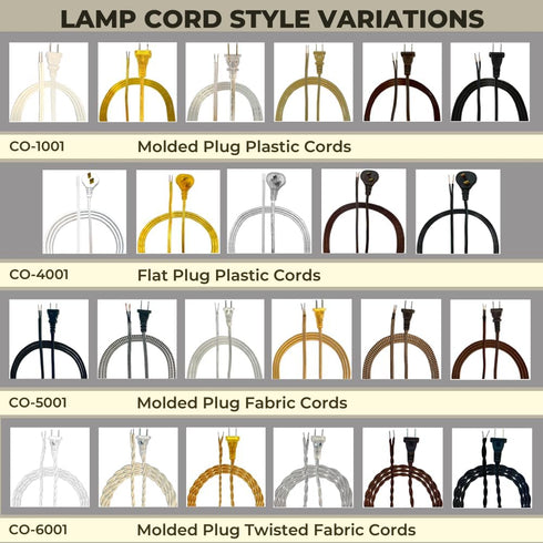 Royal Designs, Inc. CO-6001-OW-8-2 NEMA-15P SPT-1 8 2-Pack Twisted Rayon Lamp Cord with Plug, Stripped Ends Ready