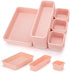 KeFanta 22 Pack Desk Drawer Organizers, Interlocking Storage with 3 Sizes for Office, Bathroom, Pink