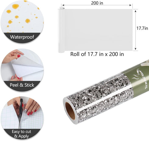 YENHOME Granite Countertop Contact Paper, 17.7"x200" Waterproof Peel and Stick Wallpaper for Kitchen