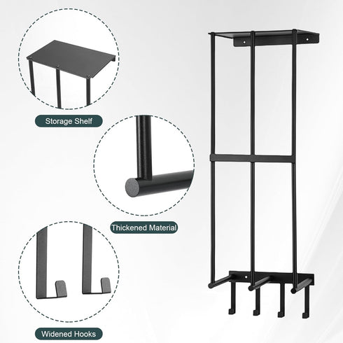 mekueeex 4 Camping Chair Wall Storage for Garage, Metal Camping Chair Storage Rack Wall Holder, Floating Shelf, Hooks