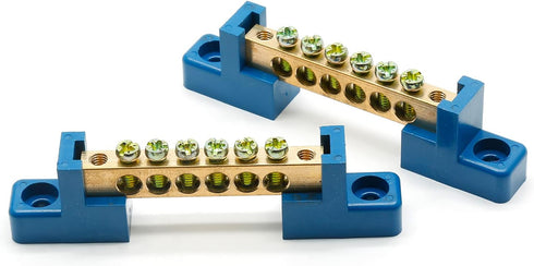 10Pcs Ground Bus Bar Terminal Block, Brass Electrical Grounding Bars Block